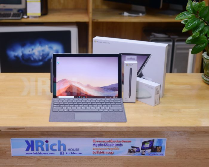 Microsoft Surface Pro 7 (PLATINUM)Intel Core i5-1035G4 1.10GHz RAM 8 GB SSD 128 GB / Full Box + Surface Pen + Type Cover Keyboard + Microsoft Modern Mobile Mouse * Surface Warranty 16-11-2022