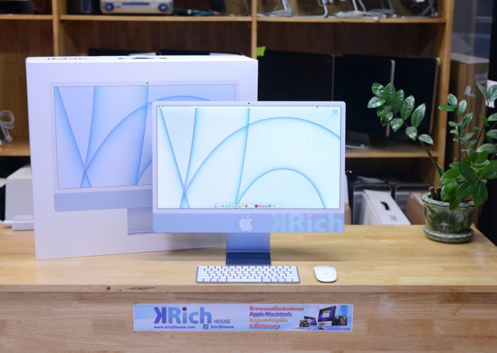 iMac Retina 4.5K 24-inch 2021 (Blue) M1 (7-Core) Ram 8GB / SSD 256GB / Full Box / ( No Magic Mouse ) Apple Warranty 21-5-2022