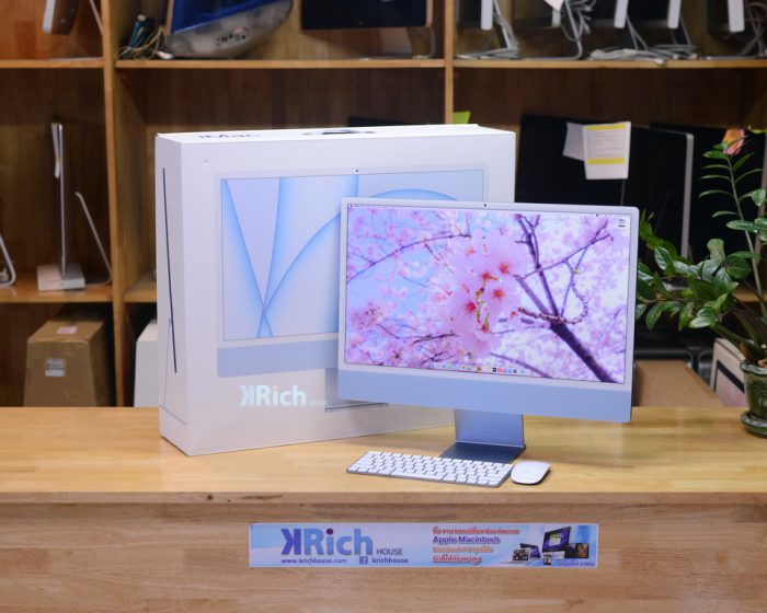 iMac Retina 4.5K 24-inch 2021. Apple M1 8-Core GPU 7-Core RAM 8GB. SSD 256GB. ( Blue ) Full Box Apple Warranty 15-08-2022