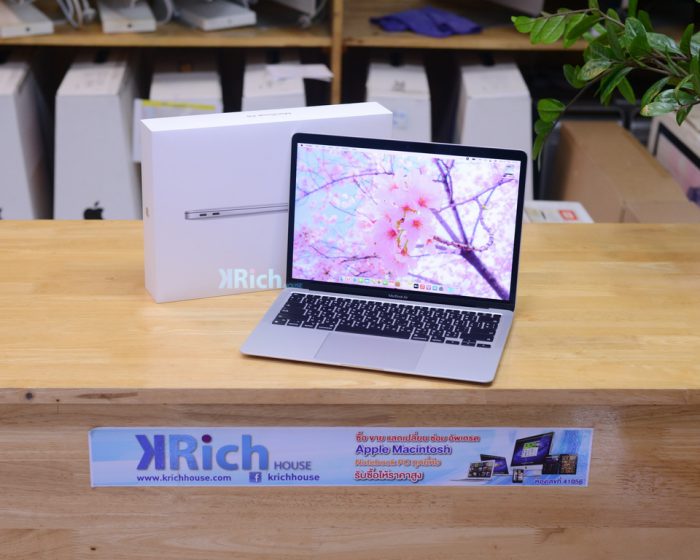 MacBook Air 13-inch 2020. Apple M1 8-Core GPU 7-Core RAM 8GB. SSD 256GB. ( Silver ) Full Box Apple Warranty 20-08-2022