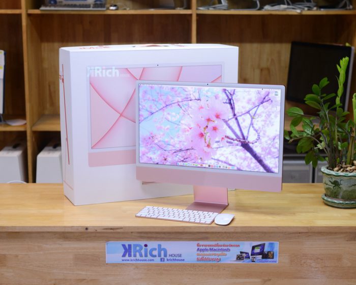 iMac Retina 4.5K 24-inch 2021. Apple M1 8-Core GPU 8-Core RAM 8GB. SSD 256GB. ( Pink ) Full Box Apple Warranty 30-12-2022