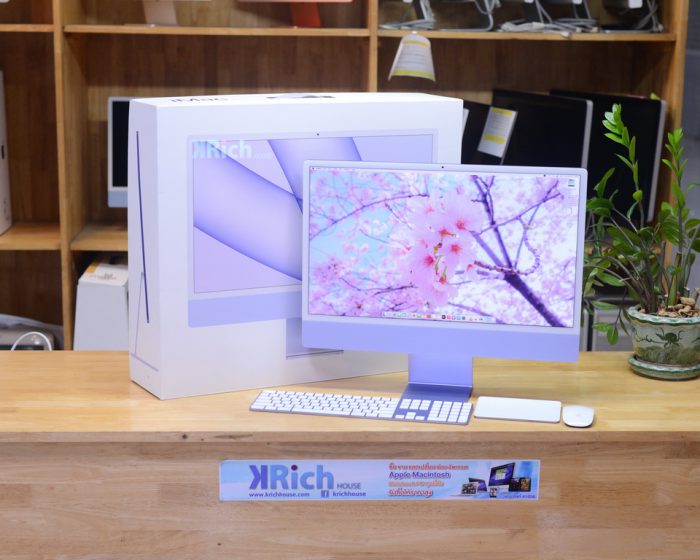 iMac Retina 4.5K 24-inch 2021. ( CTO ) Apple M1 8-Core GPU 8-Core RAM 16GB. SSD 512GB. ( Purple ) + Full Numeric Keyboard Touch ID + Magic Mouse + Magic Trackpad Full Box Apple Care+ Warranty 21-09-2024