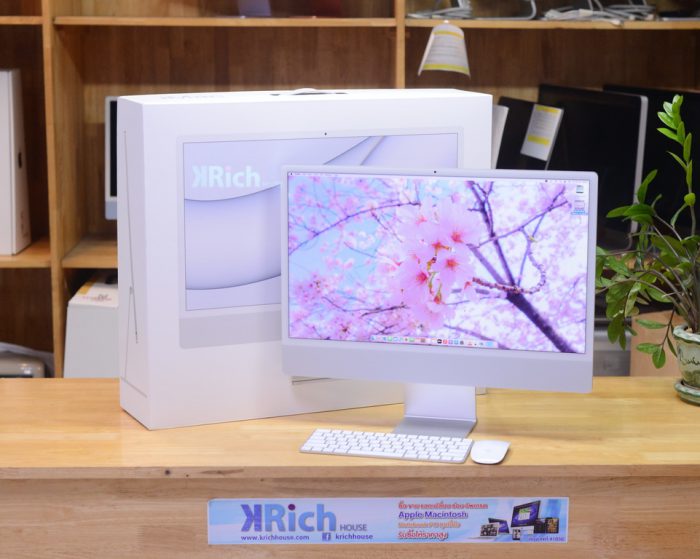 iMac Retina 4.5K 24-inch 2021. Apple M1 8-Core GPU 8-Core RAM 8GB. SSD 256GB. ( Silver ) Full Box