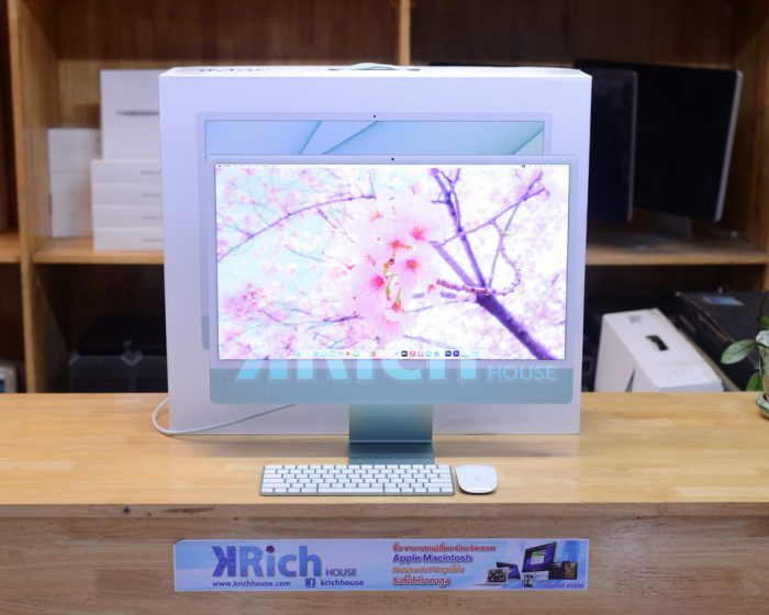 iMac Retina 4.5K 24-inch 2021. ( CTO ) Apple M1 8-Core GPU 8-Core RAM 16GB. SSD 512GB. ( Green ) Full Box Apple Care+ Warranty 21-02-2025 ( New Display )