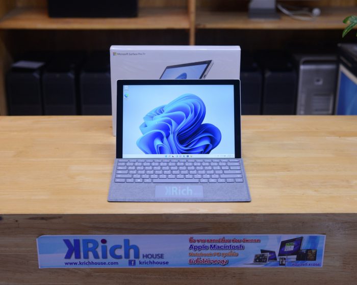 Microsoft Surface Pro 7+ Intel Core i3-1115G4 3.0GHz. Ram 8GB SSD 128GB (Platinum) Full Box + Type Cover Keyboard ประกันร้าน 1 เดือน