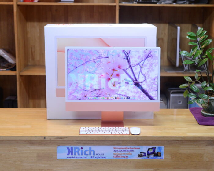 iMac Retina 4.5K 24-inch 2021 ( CTO ) Apple M1 8-Core GPU 8-Core RAM 16GB SSD 512GB ( Orange ) Full Box Apple Care+ Warranty 28-07-2025
