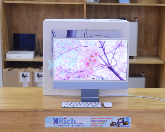 iMac Retina 4.5K 24-inch 2023 Apple M3 8-Core GPU 10-Core RAM 8GB SSD 256GB ( Blue ) Full Box Apple Warranty 08-02-2025