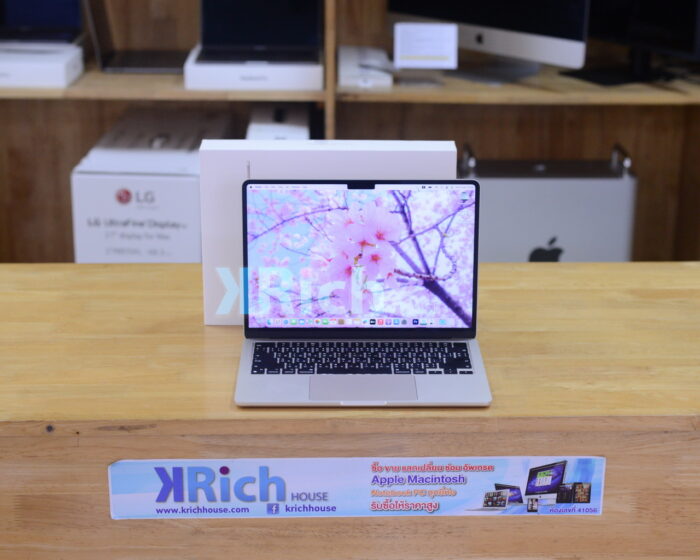 MacBook Air Liquid Retina 13-inch 2022 Apple M2 8-Core GPU 8-Core RAM 8GB SSD 256GB ( Starlight ) Full Box Apple Care+ Warranty 22-09-2025