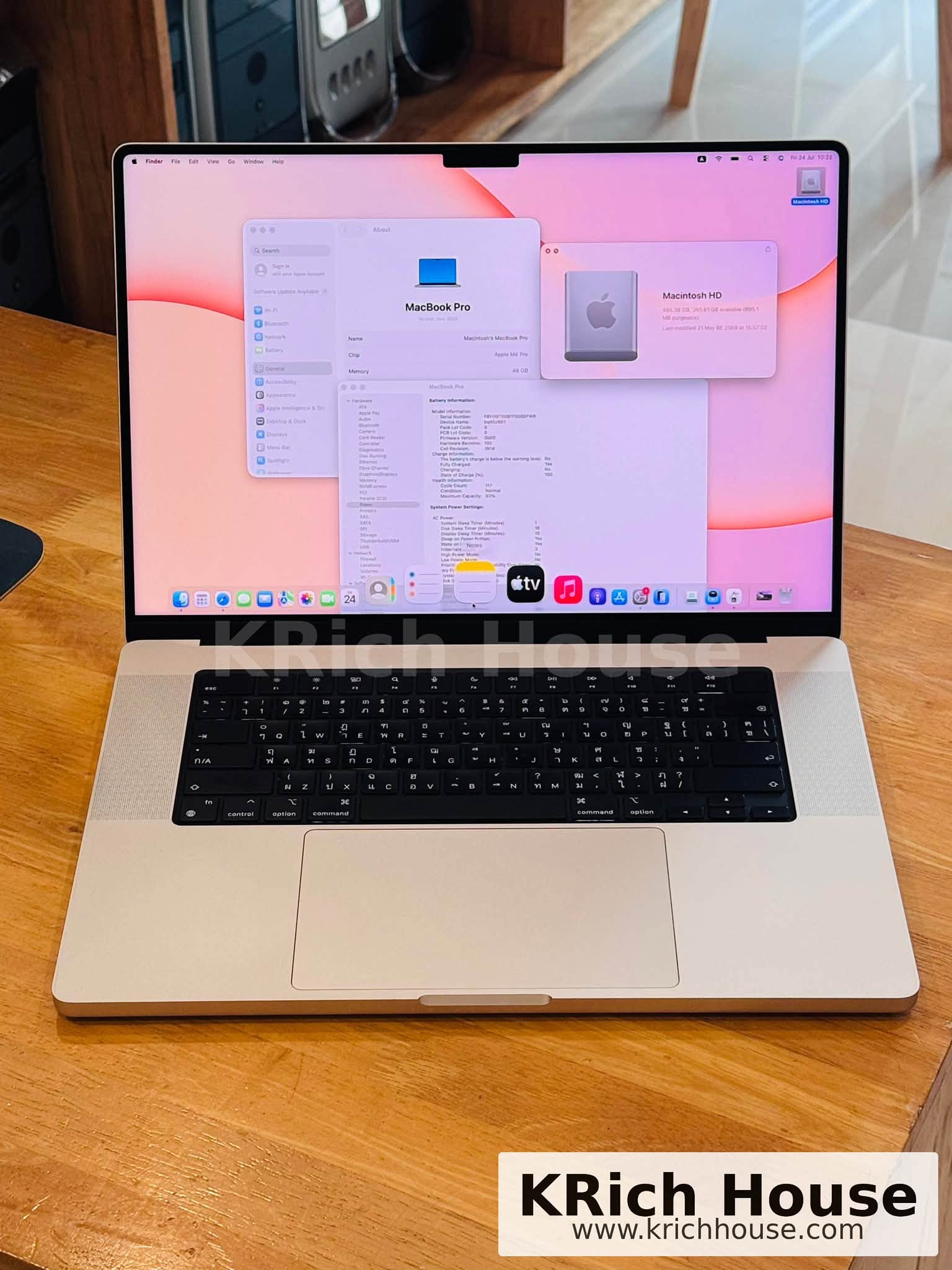 MacBook Pro 16 นิ้ว 2024 M4 Pro CPU 14-Core GPU 20-Core RAM 48GB SSD 512GB Silver สภาพ 99% พร้อมกล่อง - Image 2