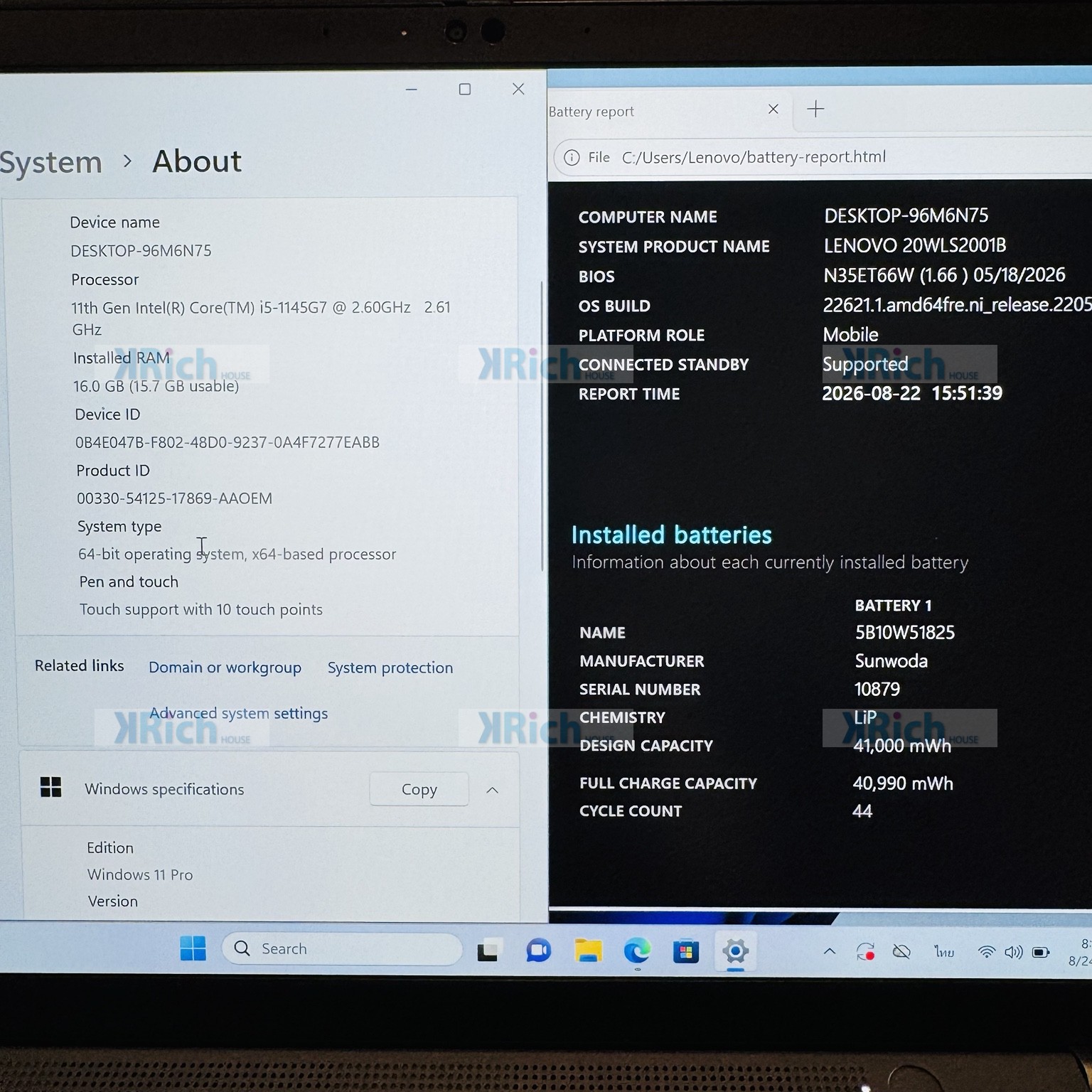 Lenovo ThinkPad X13 Intel Core i5-1145G7 16GB RAM 256GB SSD Touchscreen Windows 11 Pro Used 1-Month Warranty - Image 8