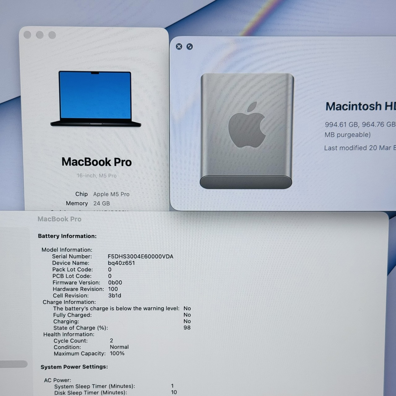 Apple MacBook Pro 16-inch 2026 Apple M5 Pro 18-Core CPU 20-Core GPU 24GB 1TB Space Black Used Like New Warranty until 6-08-2028 - Image 2
