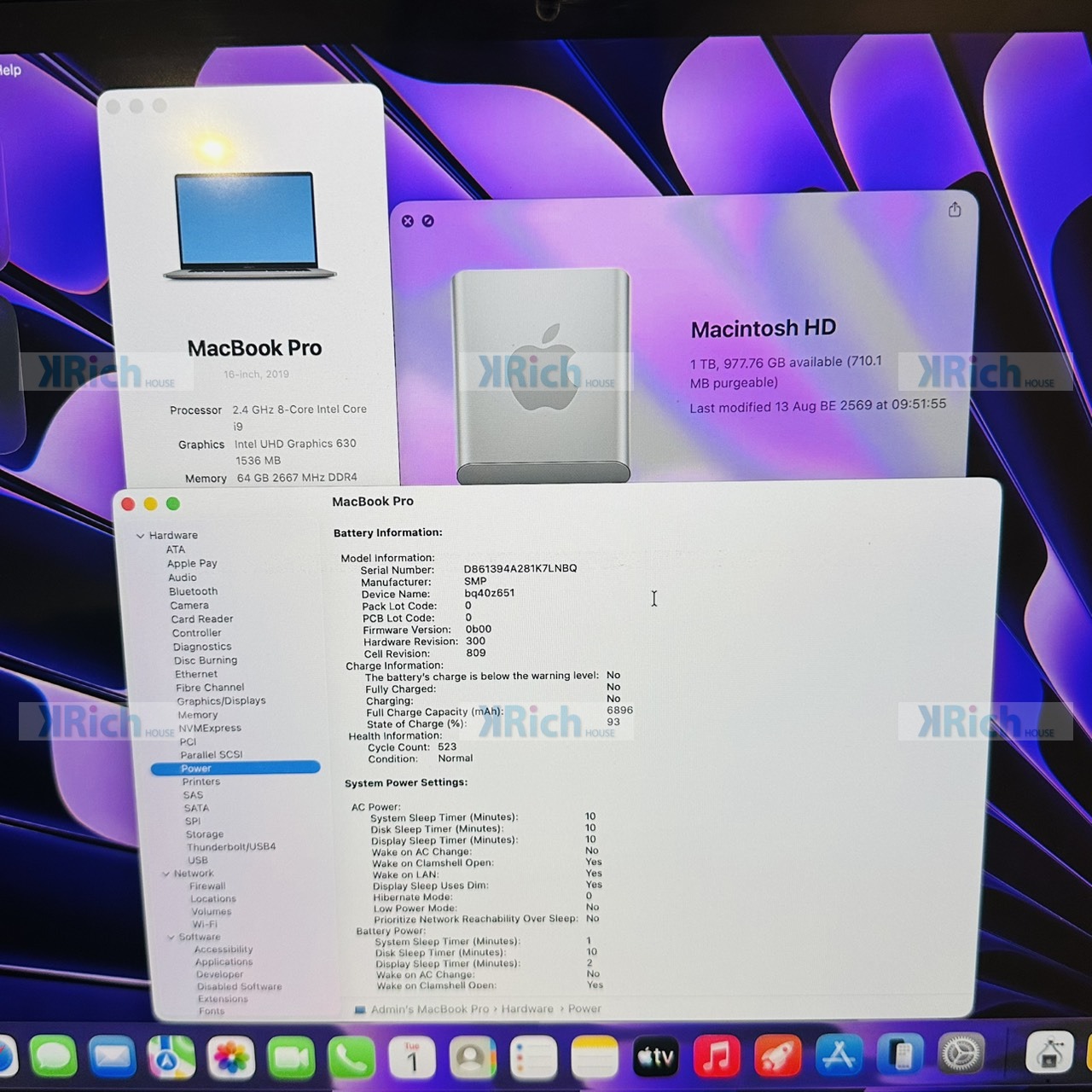 Apple MacBook Pro 16-inch (2019) MacBook Pro 16-inch (2019) 2.4GHz 8-Core Intel Core i9 64GB 1TB Used 1-Month Store Warranty - Image 4