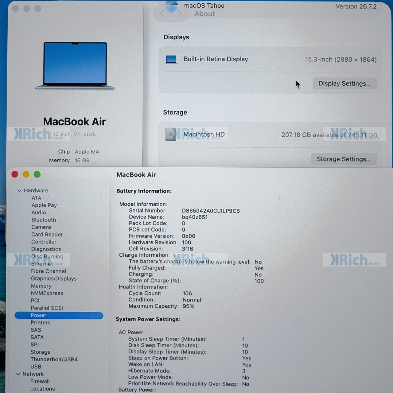 MacBook Air (15-inch, M4, 2025) Sky Blue M4 10-Core CPU 10-Core GPU 16GB 256GB Used 1-Month Warranty - Image 2