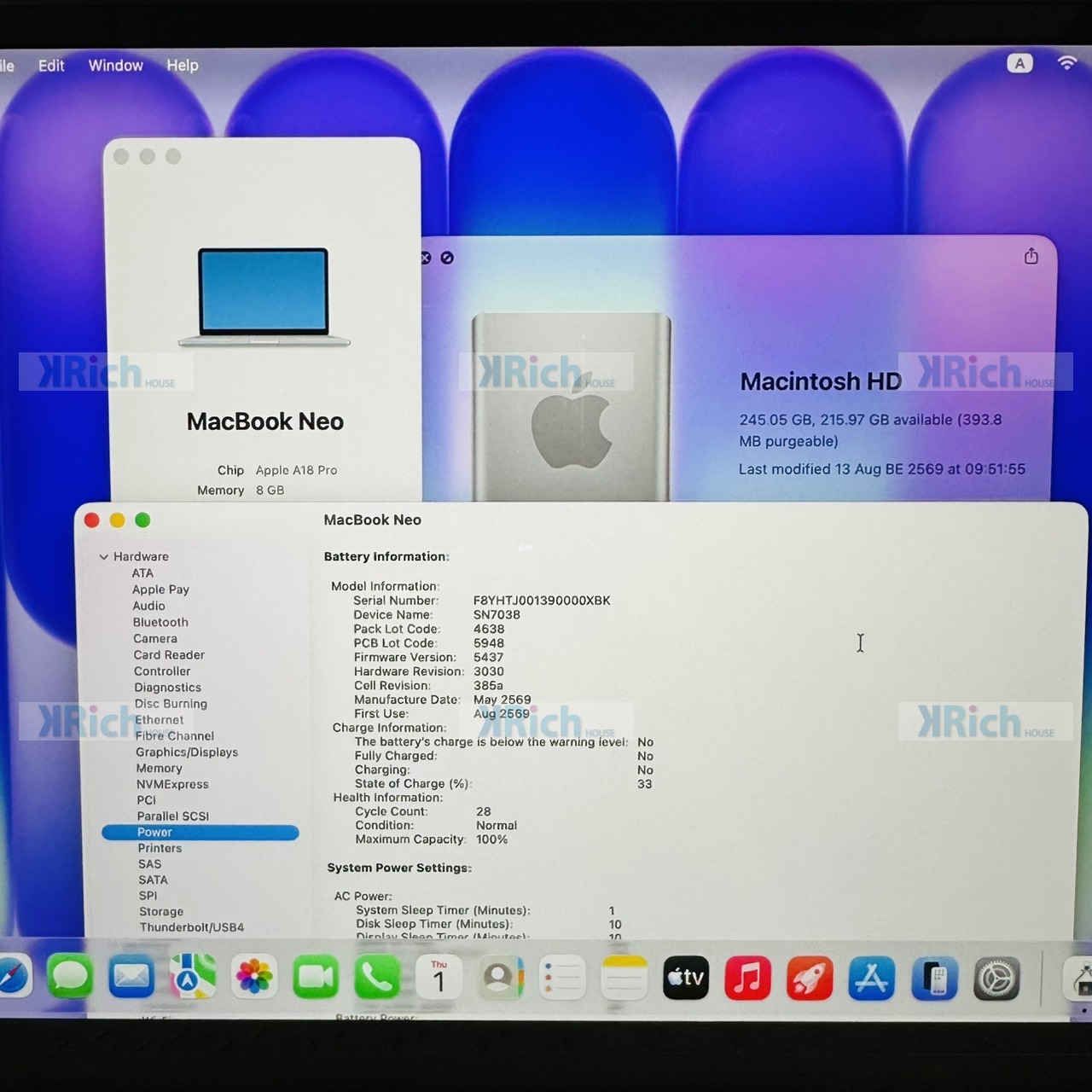 Apple MacBook Neo 13-inch 2026 A18 Pro 6-Core CPU 5-Core GPU 8GB 256GB SSD – Silver, Used Like New, Apple Warranty - Image 8
