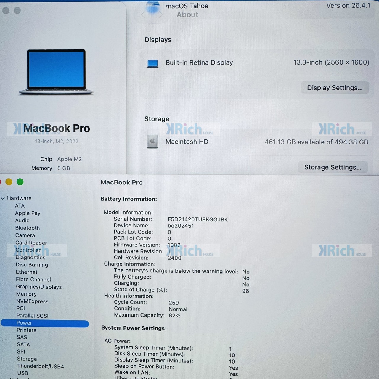 Apple MacBook Pro 13-inch (M2, 2022) 8-Core CPU 10-Core GPU 8GB 512GB Silver Used 1-Month Warranty - Image 10